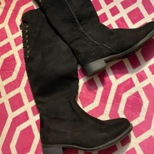Black Suede like Knee High Boot